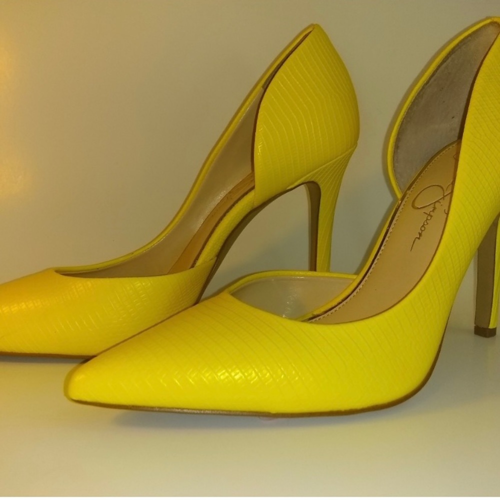 Canary yellow heels.